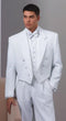 Notch Collar 6 Buttons Pleated Pants Six button Full Dress Formal Tuxedo Tailcoat in Solid Snow All White Suit For MenSatin facing-New Designer Collection