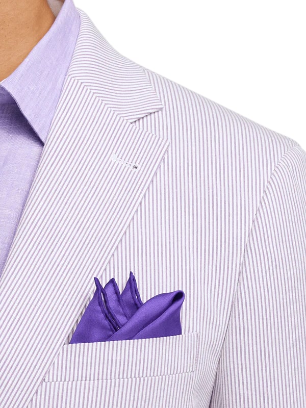 Mens Lavender Seersucker Suit Blazer + Pants Cotton Fabric - Summer Fabric in Purple color - 34 Short or Extra Small