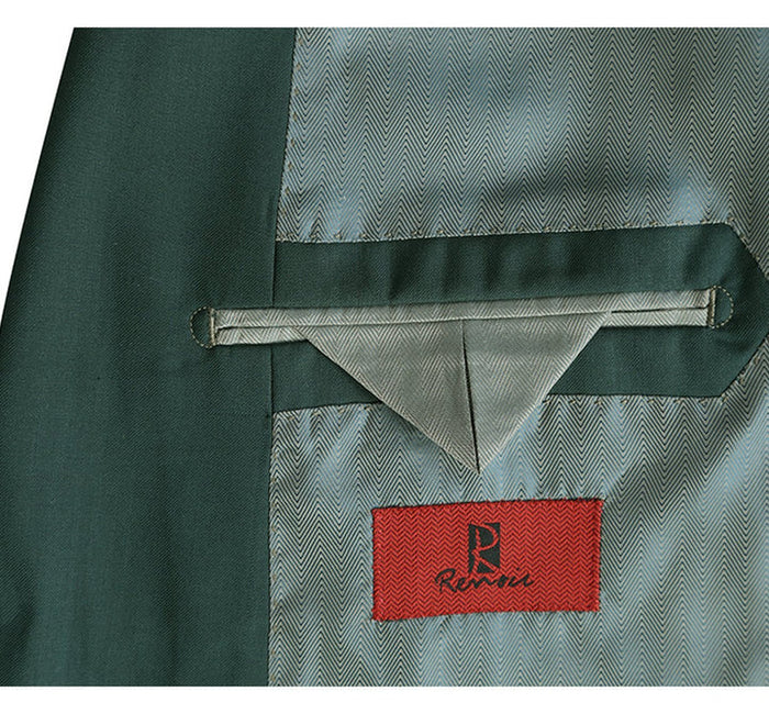Cheap Priced Suit  - Mens Basic Two Button Slim Fit Hunter Green Suit With Optional Vest