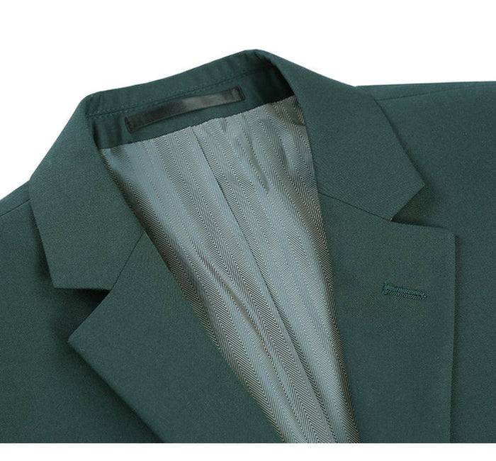 Cheap priced Suit- Mens Basic Two Button Classic Fit Hunter Green Suit With Optional Vest