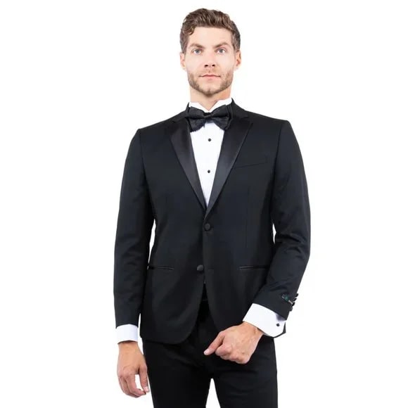 Notch Lapel  Tuxedo Separates Coat, Black by ZeGarie