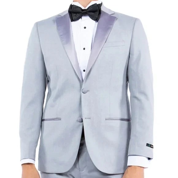 Notch Lapel  Tuxedo Separates Coat, Lt. Grey by ZeGarie - 38 Short Jacket+32 Waist Adjustable 28to34)(Height: 5 4 to5 7 )(Neck  15-16.5)S-M)
