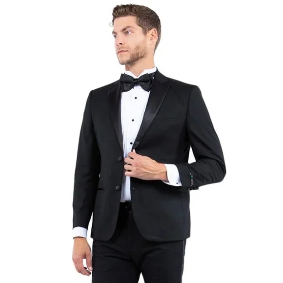 Notch Lapel  Tuxedo Separates Coat, Black by ZeGarie