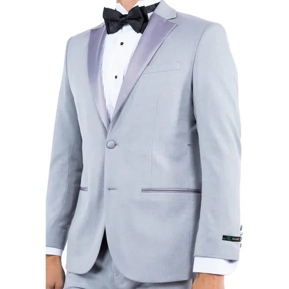Notch Lapel  Tuxedo Separates Coat, Lt. Grey by ZeGarie - 38 Short Jacket+32 Waist Adjustable 28to34)(Height: 5 4 to5 7 )(Neck  15-16.5)S-M)