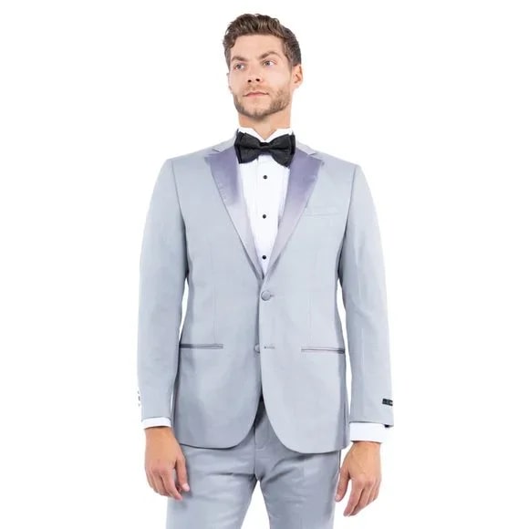 Notch Lapel  Tuxedo Separates Coat, Lt. Grey by ZeGarie - 38 Short Jacket+32 Waist Adjustable 28to34)(Height: 5 4 to5 7 )(Neck  15-16.5)S-M)