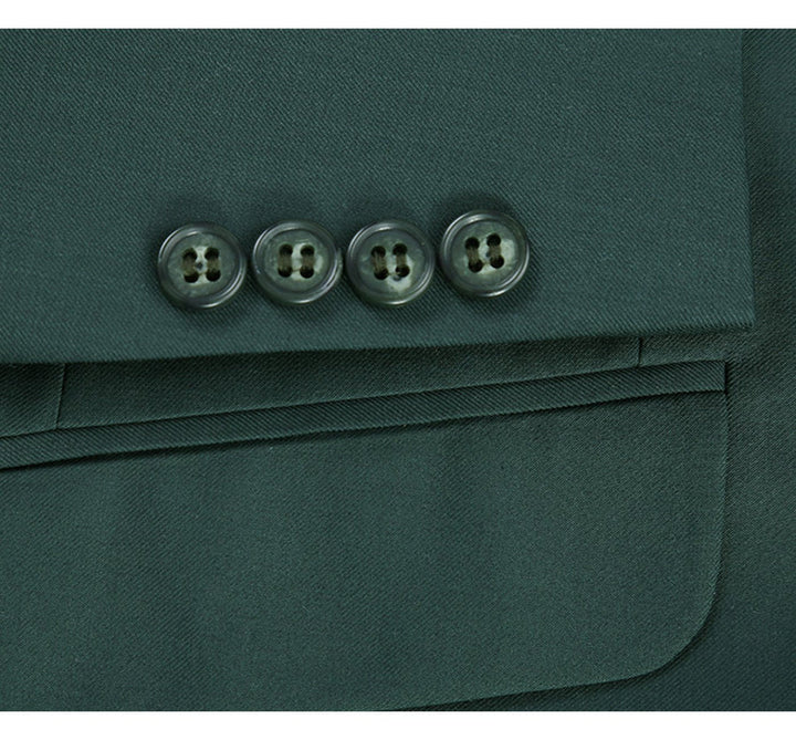 Cheap Priced Suit  - Mens Basic Two Button Slim Fit Hunter Green Suit With Optional Vest - 38 Short Jacket+32 Waist Adjustable 28to34)(Height: 5 4 to5 7 )(Neck  15-16.5)S-M)