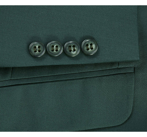 Cheap priced Suit- Mens Basic Two Button Classic Fit Hunter Green Suit With Optional Vest
