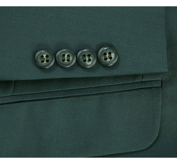 Cheap priced Suit- Mens Basic Two Button Classic Fit Hunter Green Suit With Optional Vest
