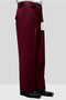 Mens Italian Wool Wide Leg Dress Pants in Burgundy