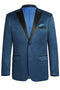 "Teal Blue Paisley Prom 2025 Tuxedo Blazer - Men's Two Button Peak Lapel"