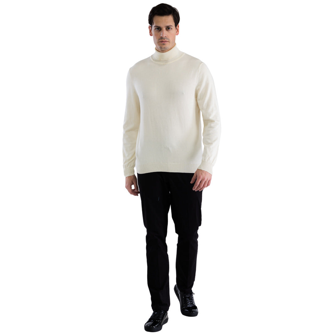 MENS OFF-WHITE PULLOVER TURTLENECK SWEATER - SMALL