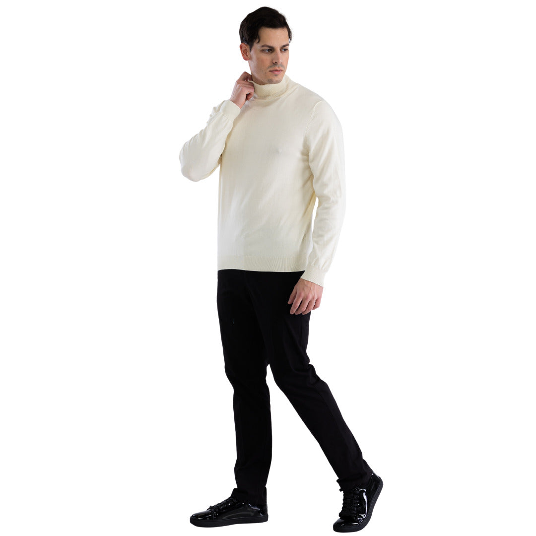 MENS OFF-WHITE PULLOVER TURTLENECK SWEATER - SMALL