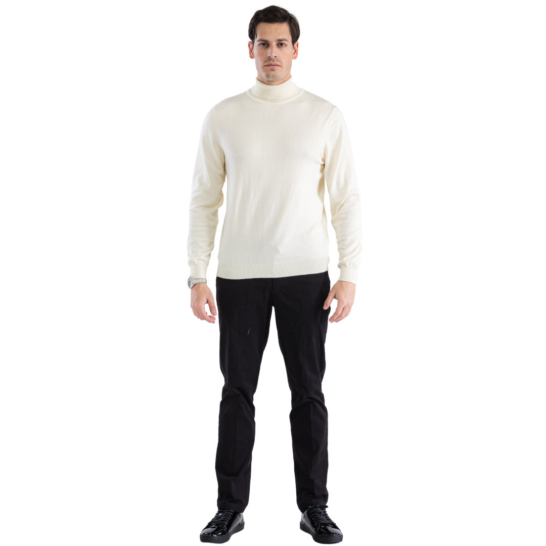 MENS OFF-WHITE PULLOVER TURTLENECK SWEATER - SMALL