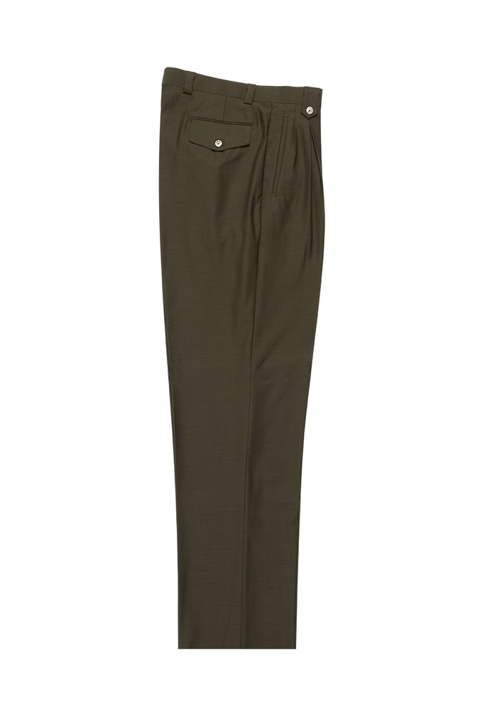 Tiglio Luxe Olive Wide Leg, Pure Wool Dress Pants 2576 - 32