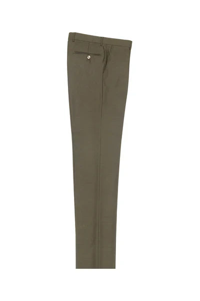 Olive Flat Front Wool Dress Pant 2560 by Tiglio Luxe OLIVE - 30