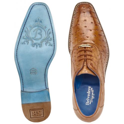 Belvedere Orlando  Men's Shoes Peanut Genuine Ostrich Formal Oxfords - 12