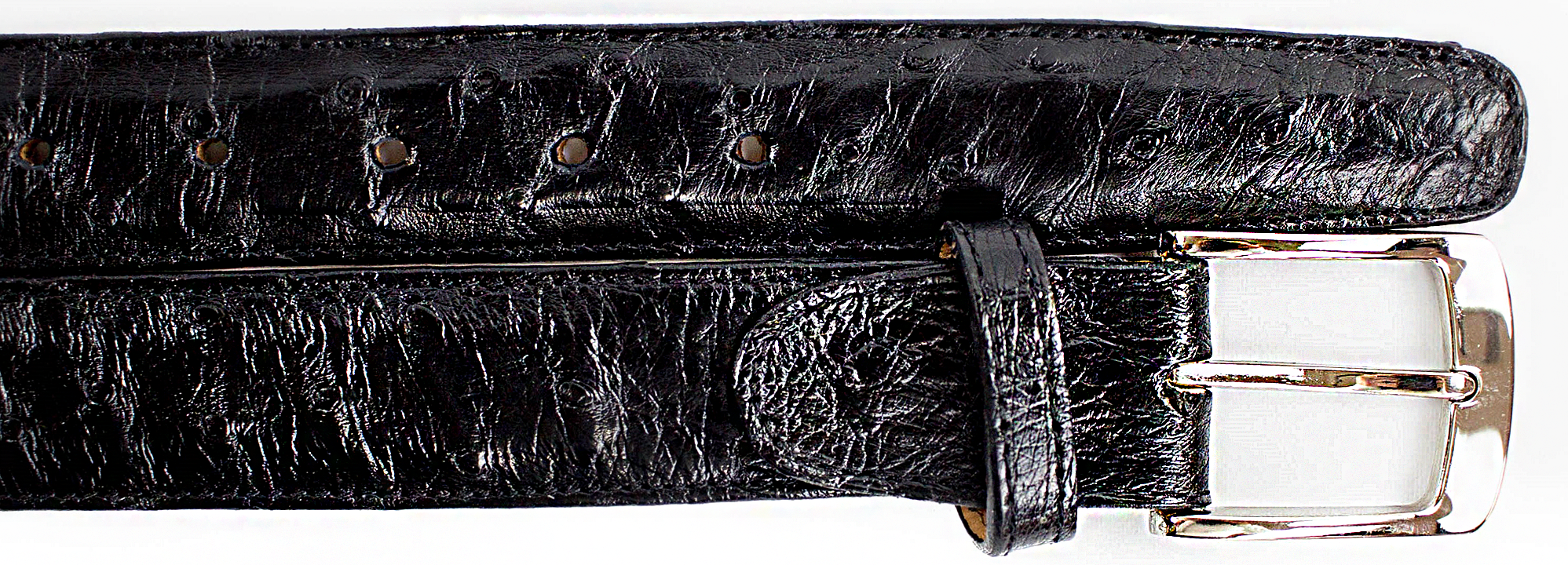 Belvedere Ostrich Quill Belt- Black - 44