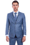 Cheap priced Suit  - Men's Two Button Hybrid Fit Vested Sharkskin Wedding & Business Ocean Blue Suit