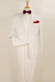 "Classic Fit White Tuxedo for Men - 2 Button Pleated Pant Poplin"