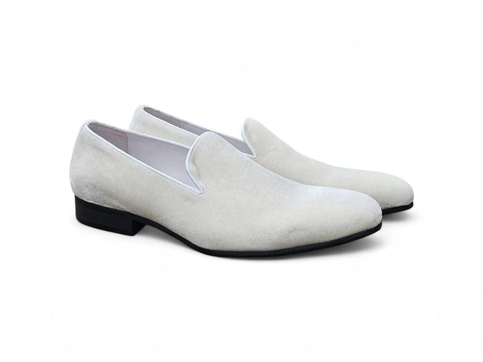 Carrucci Off-White Velvet Loafers - Luxury Dress Shoe