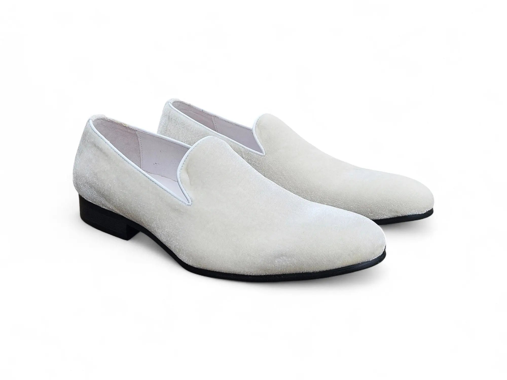Carrucci Off-White Velvet Loafers - Luxury Dress Shoe