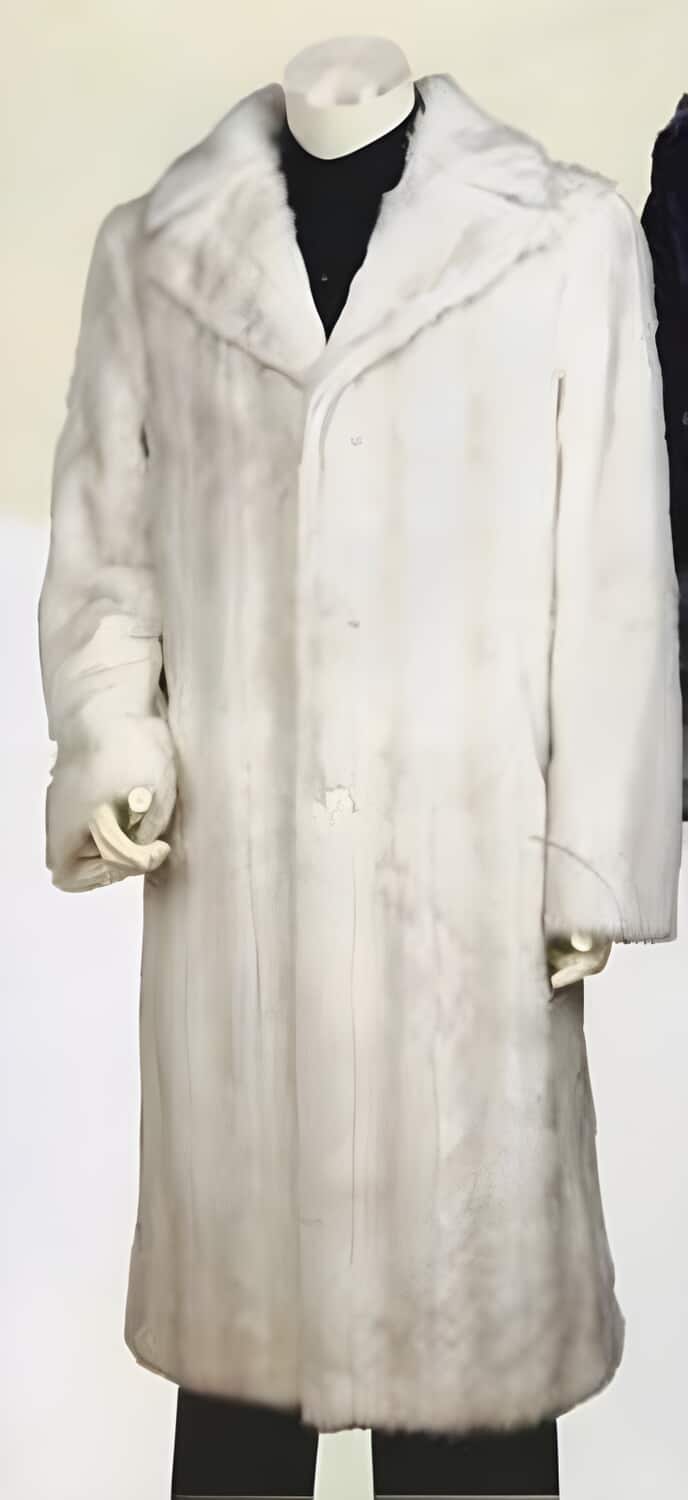 Artificial Fur Coat Off-White Full Length Dress Coat  Priced Available In Big & Tall Sizes Long men's Dress Topcoat - Winter coat - Coat Size 38