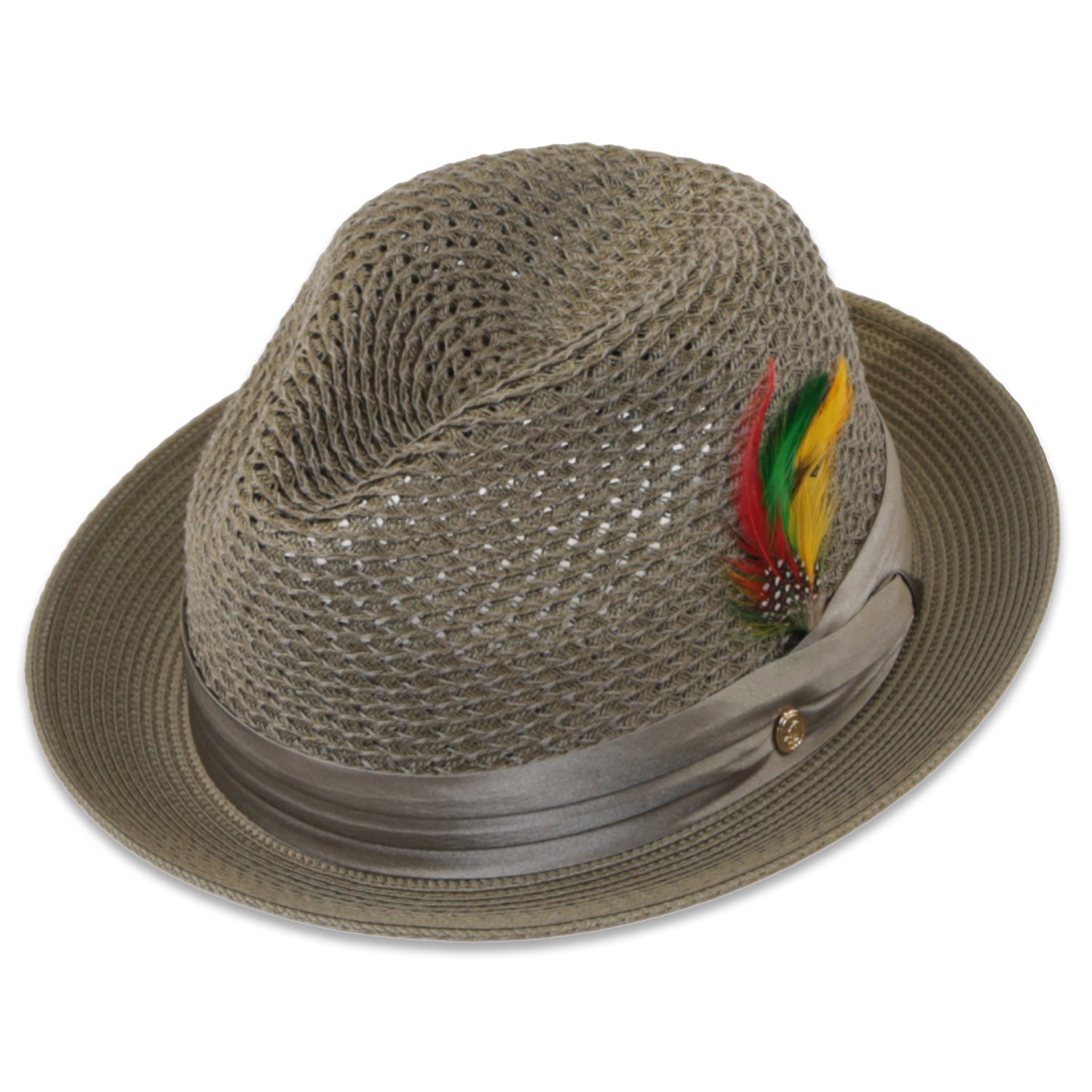 Castor Crushable Straw Hat Fedora in Olive - Small