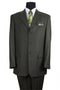 Mens 3 Button Wool Feel - Designer Brand Textured Suit in Olive