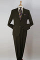 Cheap Priced Suit- Mens Two Button Modern Fit Poplin Olive Suit green