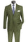 Cheap priced Suit  - Mens 2 Button Modern Fit Peak Lapel Plaid Olive Suit green