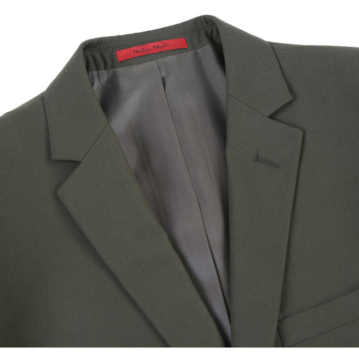 Cheap Priced Suit - Mens Basic Two Button Slim Fit  Olive Suit With Optional Vest green