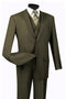 Cheap priced Suit - Mens Basic 2 Button Vested Olive Suit green