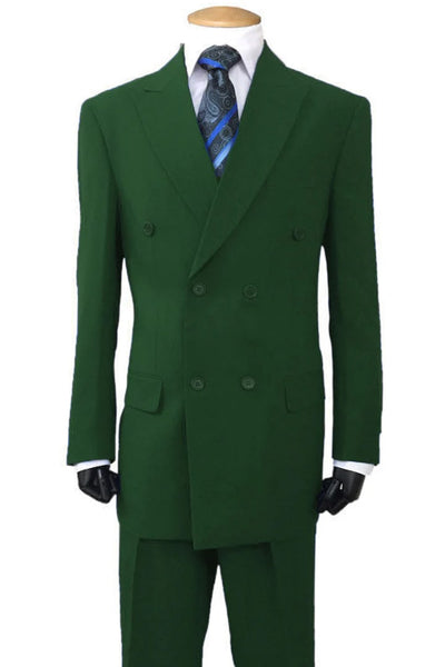 Cheap Priced Suit  - Mens Classic Fit Double Breasted Poplin Olive Suit green