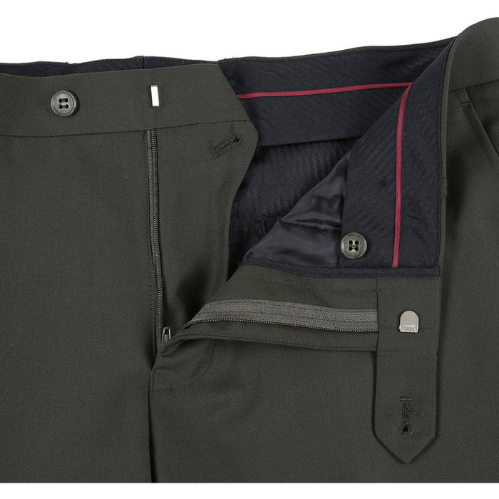 Cheap Priced Suit - Mens Basic Two Button Slim Fit  Olive Suit With Optional Vest green