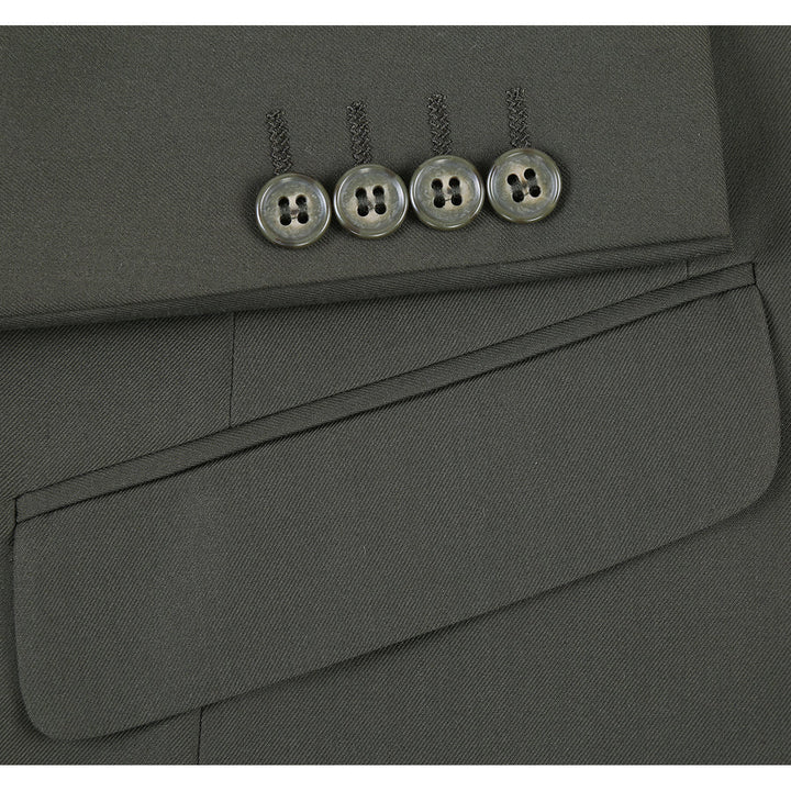 Cheap Priced Suit - Mens Basic Two Button Slim Fit  Olive Suit With Optional Vest green - 38 Short Jacket+32 Waist Adjustable 28to34)(Height: 5 4 to5 7 )(Neck  15-16.5)S-M)