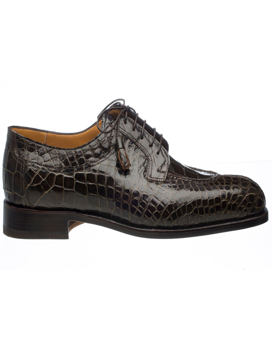 Ferrini Shoes - Mens Alligator Dress Shoe - Ferrini 3520 Belly Alligator Split Toe Shoes Olive - 6M