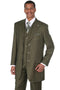 Zoot Suit - Mens Vintage Vested Gangster Bold Pinstripe Fashion Olive Green Suit