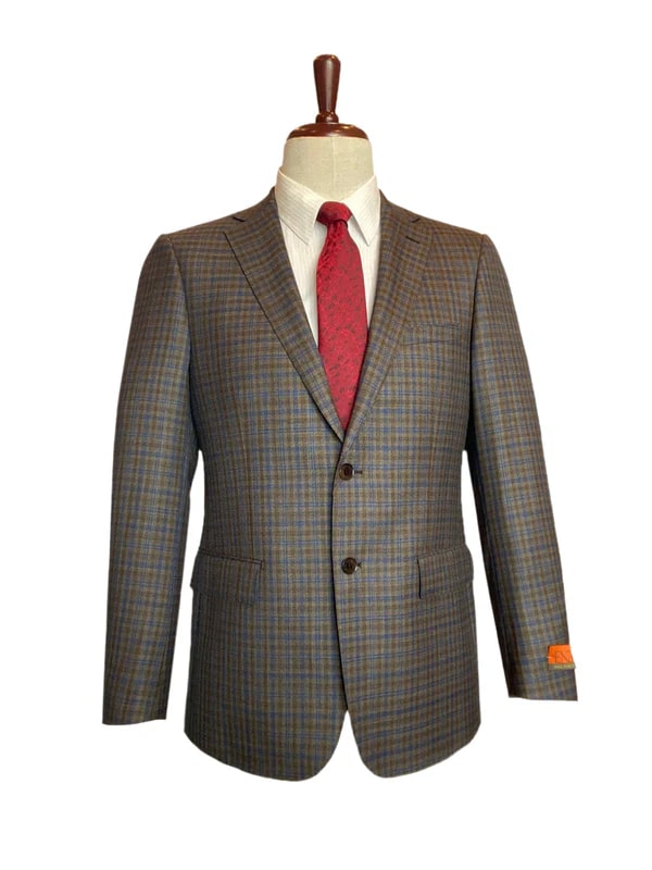Enzo - Classic Fit Sport Coat in Olive Green - 38 Short Jacket+32 Waist Adjustable 28to34)(Height: 5 4 to5 7 )(Neck  15-16.5)S-M)