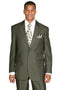 Cheap Priced Suit  - Mens 2 Button Diagonal Shiny Sharkskin Olive Suit green