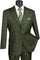 Cheap Priced Suit - Mens 2 Button Vested Peak Lapel Plaid Windowpane Olive Suit