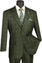 Cheap Priced Suit - Mens 2 Button Vested Peak Lapel Plaid Windowpane Olive Suit