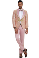 Mens One Button Shawl Lapel Wedding Prom Tuxedo in Shiny Pink Paisley