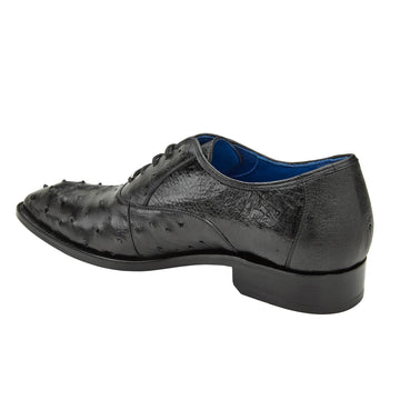 Men's Belvedere Orlando Ostrich Quill Plain Toe Dress Shoe in Black - 8-M