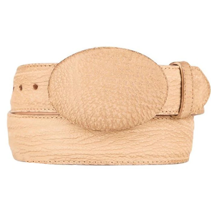 Men's Western Genuine Rustic Brown Shark Belts - One size