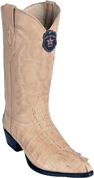J Toe Cowboy Boots - J Toe Western Boots - Original Brown Caiman (Gator) Tail LeatherJ-Toe Boot - 6 Wide