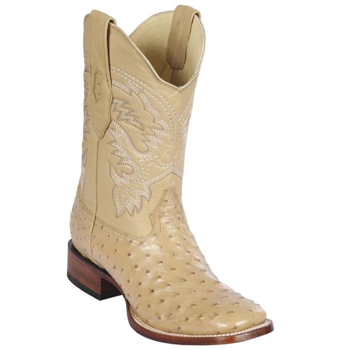 Los Altos Boots - Mens Dress Cowboy Boot - Low Priced  Oryx Ostrich Square Toe Western Boots- in Oryx - 6