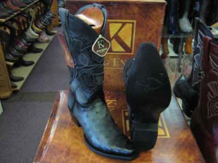 King Exotic Boots Genuine Ostrich Skin Snip Toe Leather Piping Western Cowboy Dress Cowboy Boot Cheap Priced For Sale Online EE+ Gray - Botas De Avestruz - 6EE