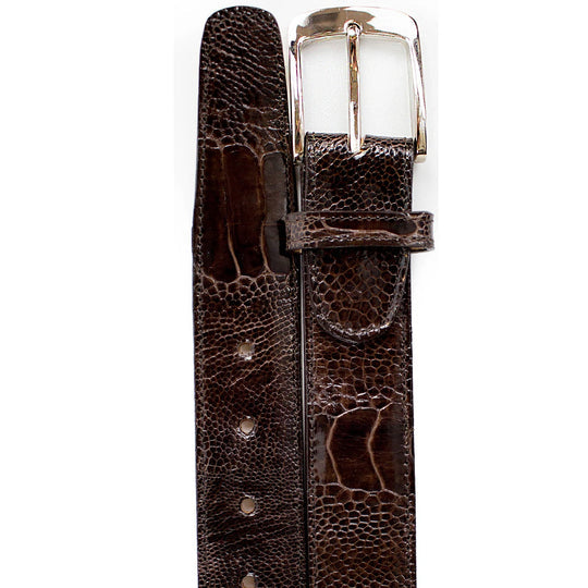 Men's Belvedere Genuine Ostrich Leg Dress Belt in Chocolate Brown - Chocolate Brown