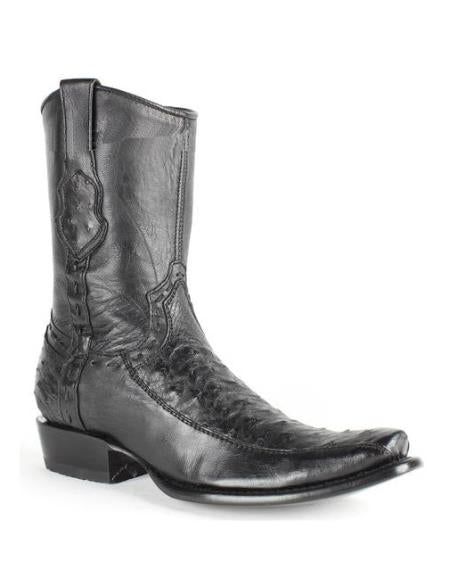 Men's King Exotic Cowboy Style By Los Altos Boots Botas For Sale Dubai Toe Black Genuine Ostrich Skin Handcrafted Leather Dress Cowboy Boot Cheap Priced For Sale Online - Botas De Avestruz - 6.5 Standard / D / Medium