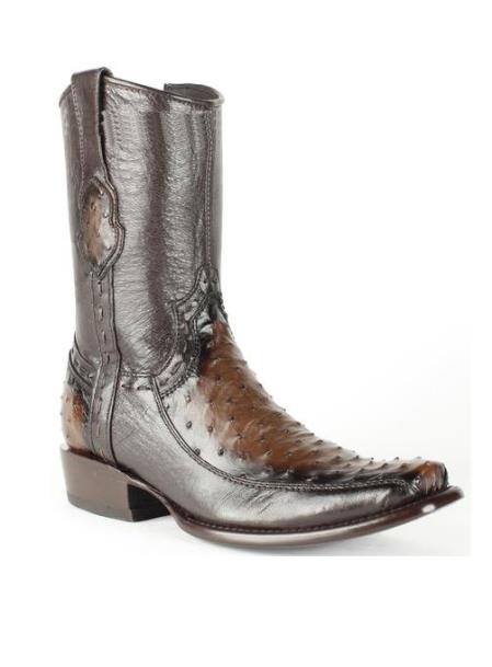Men's Burnished Brown King Exotic Cowboy Style By Los Altos Boots Botas For Sale Genuine Ostrich Skin Dubai Toe Handcrafted Leather BDress Cowboy Boot Cheap Priced For Sale Online - Botas De Avestruz - 6.5 Standard / D / Medium